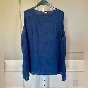 Bryn Walker 3XL Navy 100% Linen Tank Loose Casual Oversized Quality EUC